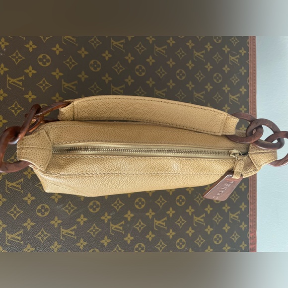 Vintage Chanel Caviar CC Wood Chain Hobo Beige - Picture 6 of 10